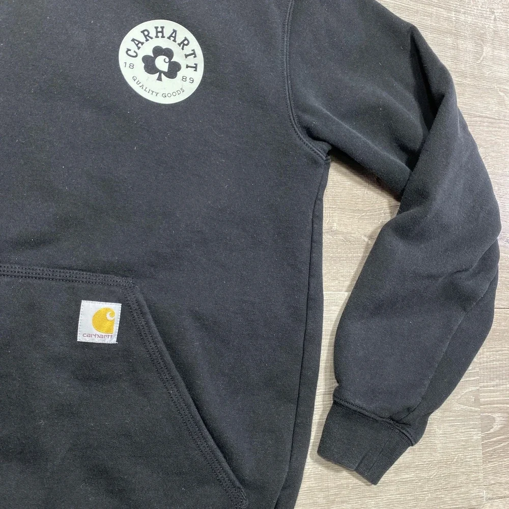 Carhartt Hoodie Sweatshirt Mens Small Black Loose Fit Premium‎ Quality Graphic